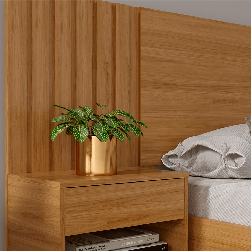 Cama Solteiro com Mesa de Cabeceira Zara Camaru