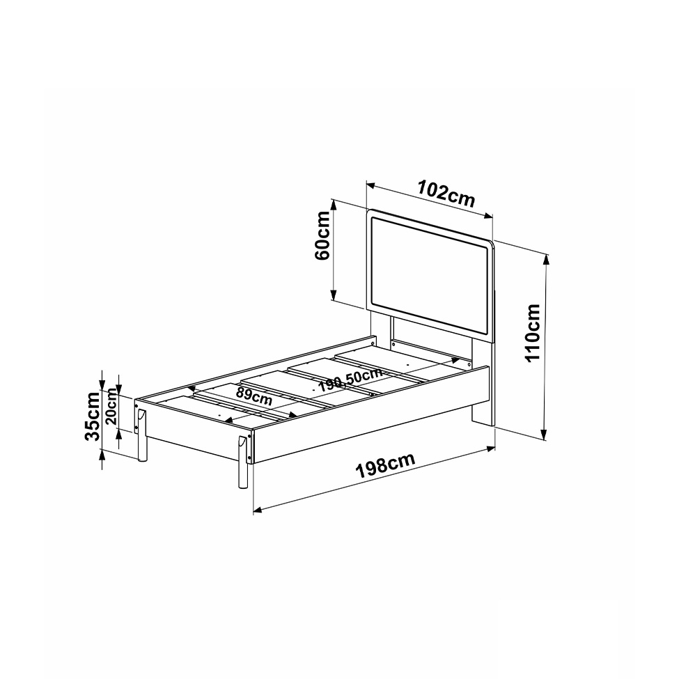 Cama Solteiro com Palhinha Oslo Hanover