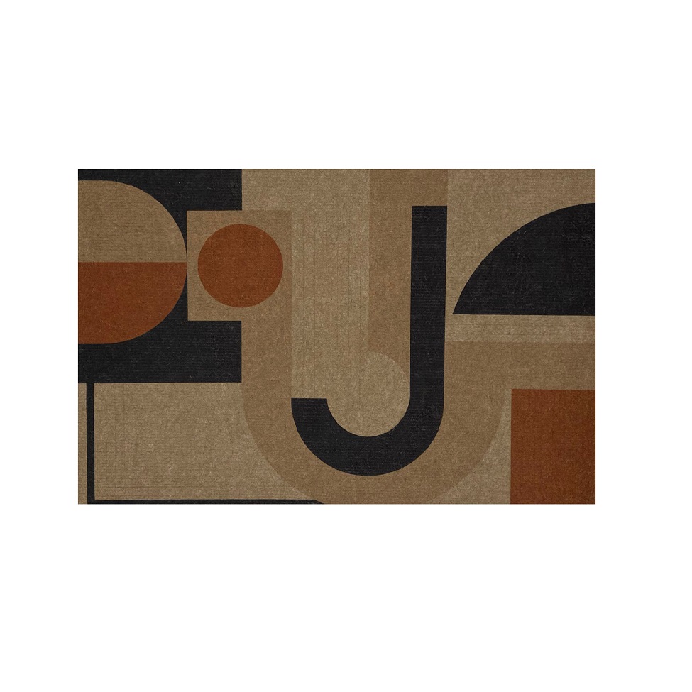 Capacho Affection Decor Abstrato Bege e Terracota