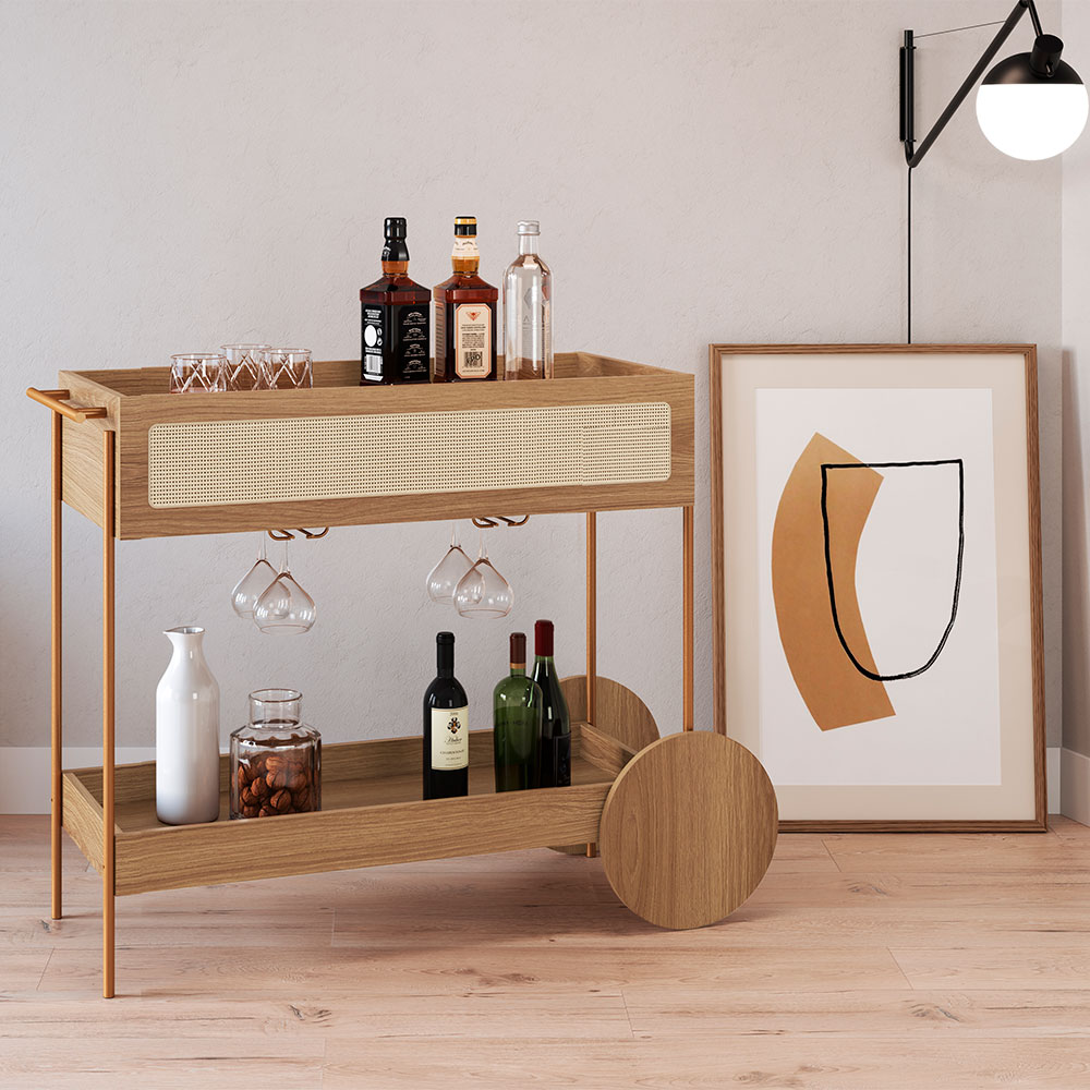 Carrinho Bar Oslo 1 GV Hanover e Dourado