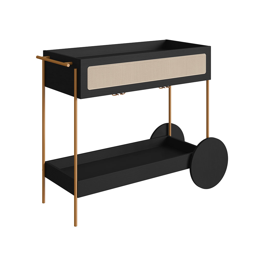 Carrinho Bar Oslo 1 GV Preto e Dourado