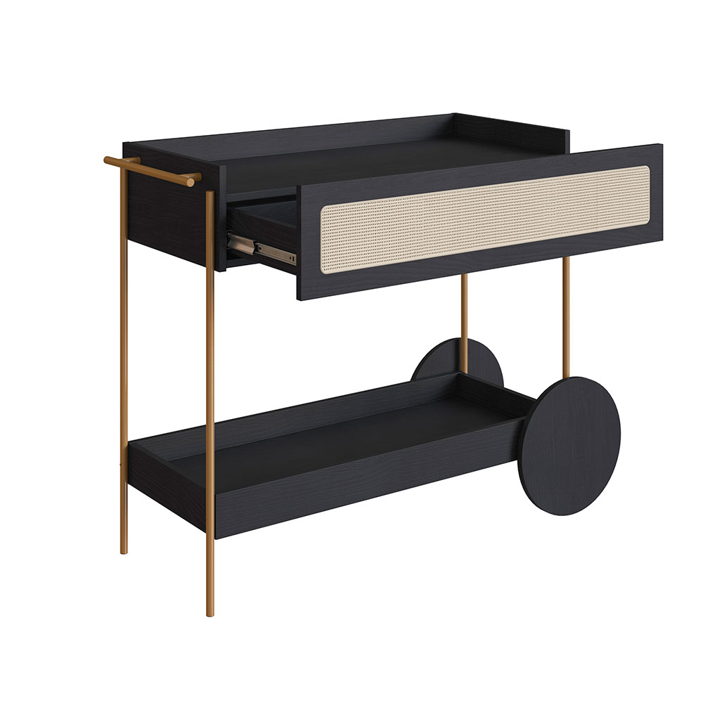 Carrinho Bar Oslo 1 GV Preto e Dourado
