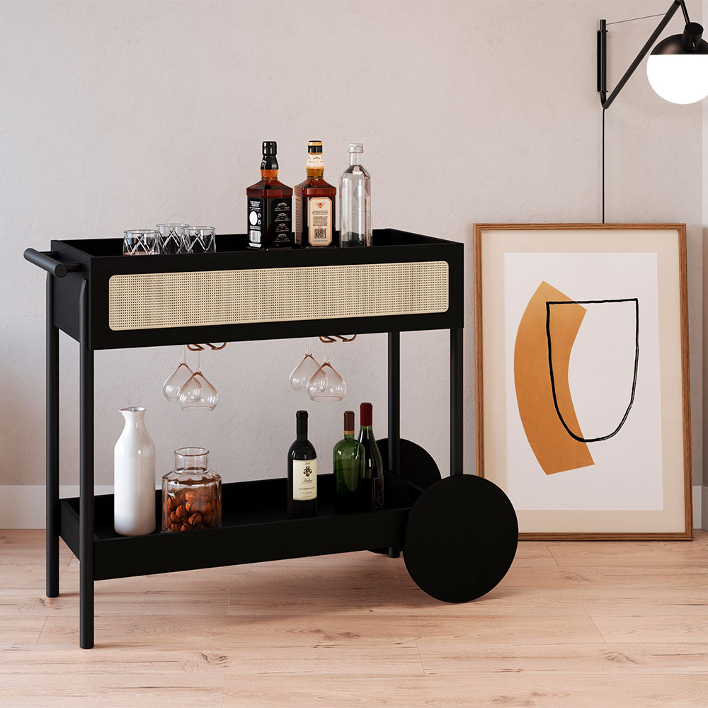 Carrinho Bar Oslo 1 GV Preto e Nero