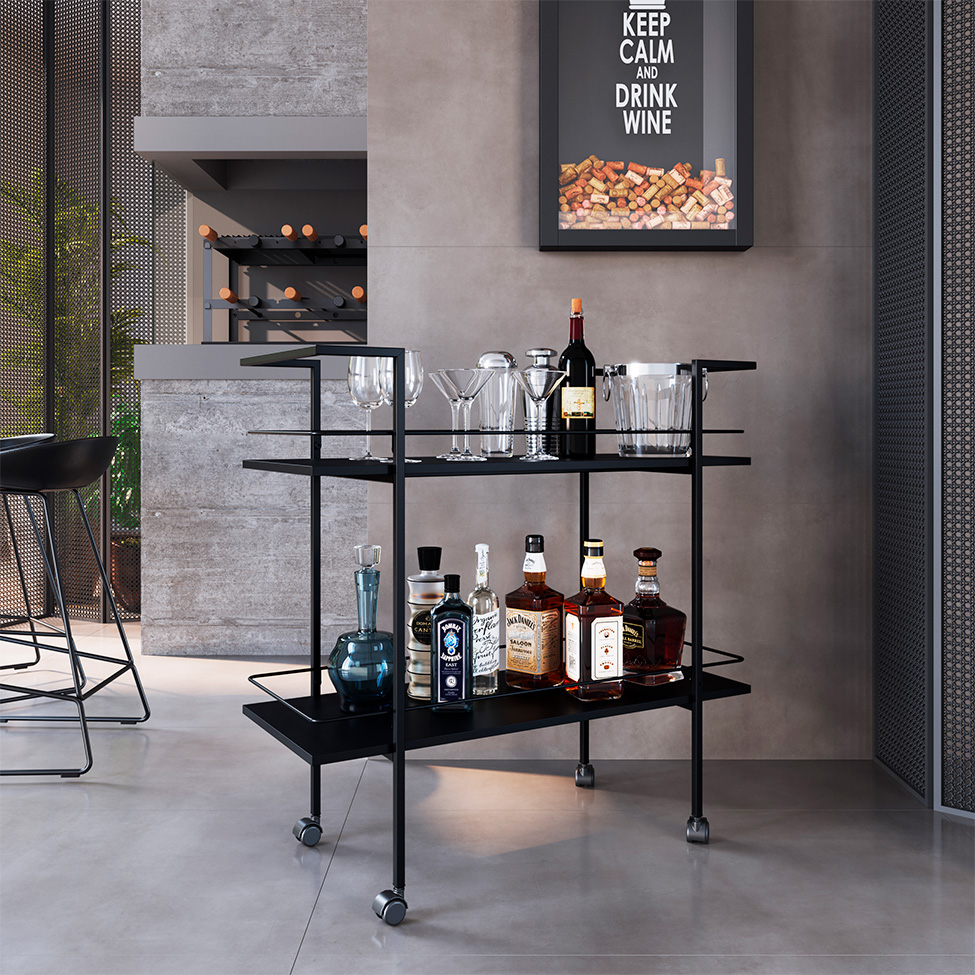 Carrinho Bar Rodez Preto