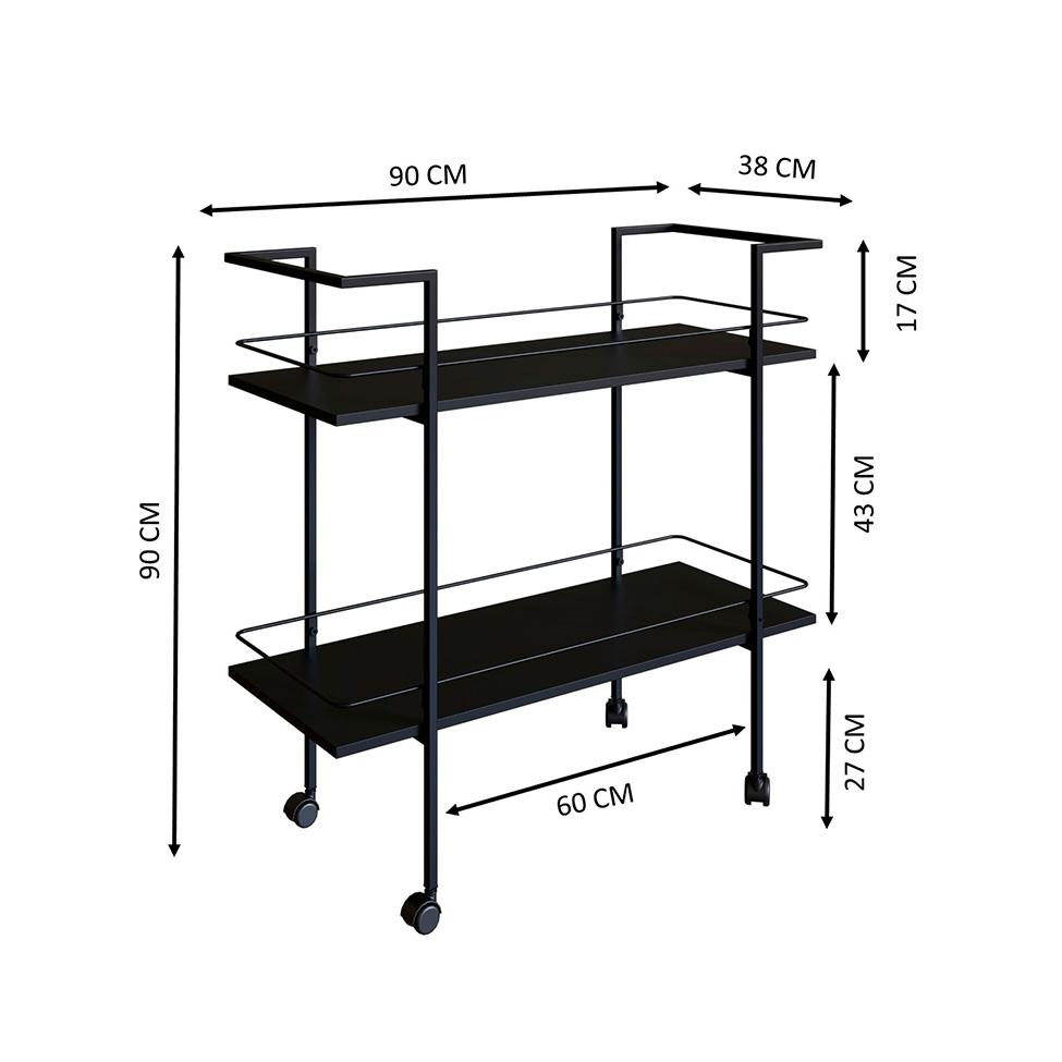 Carrinho Bar Rodez Preto