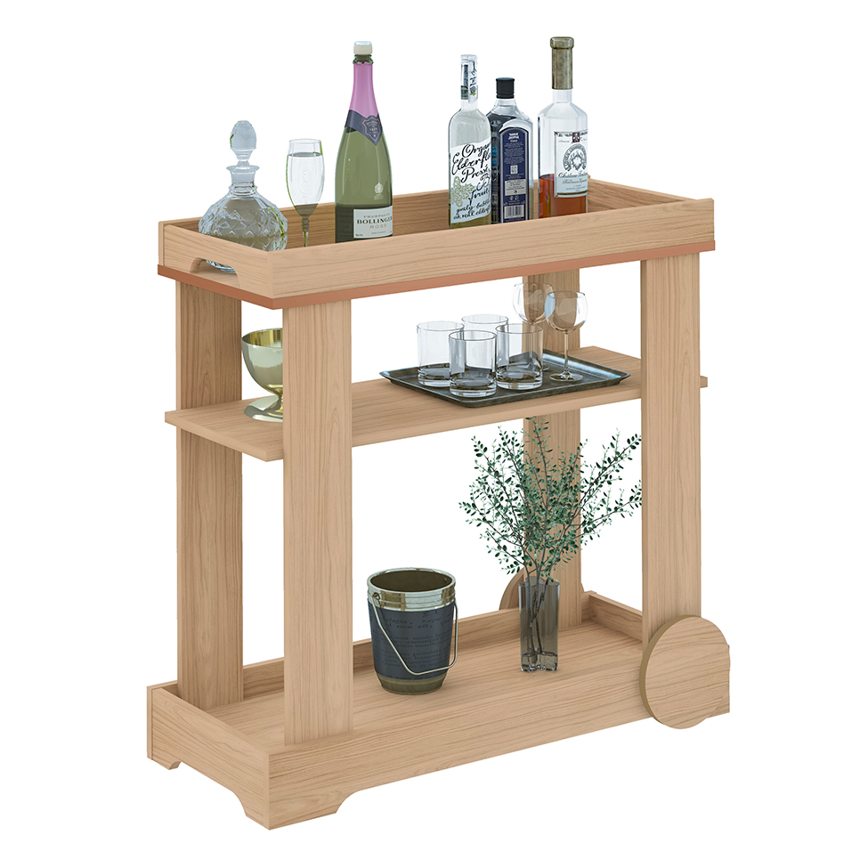 Carrinho Bar Rose Naturale