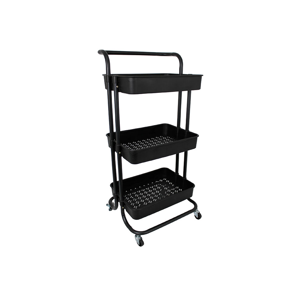 Carrinho Multiuso Cora 3 Prateleiras Preto