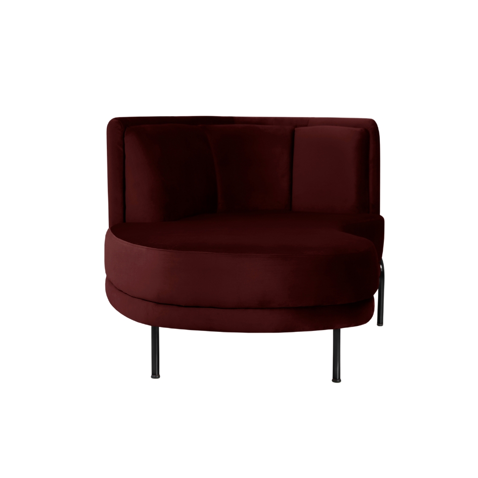 Chaise Longue Luminne Veludo Bordô e Preto