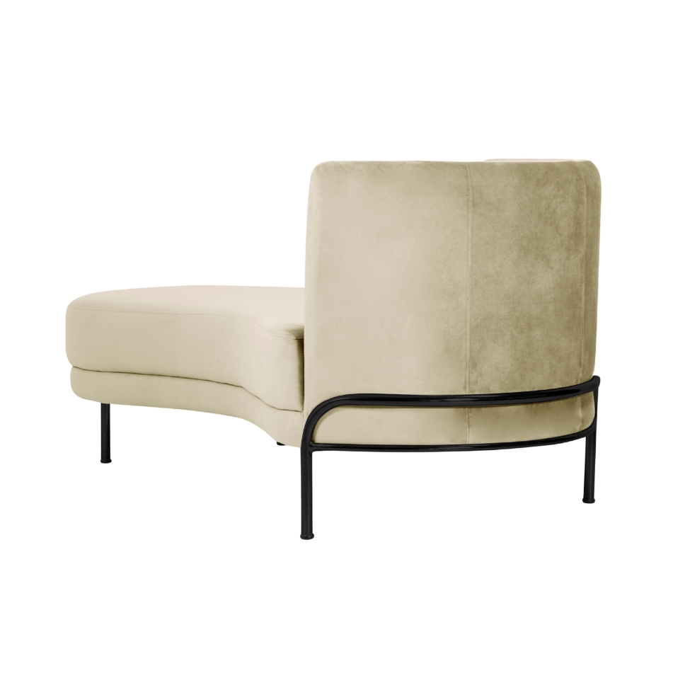 Chaise Longue Luminne Veludo Creme e Preto