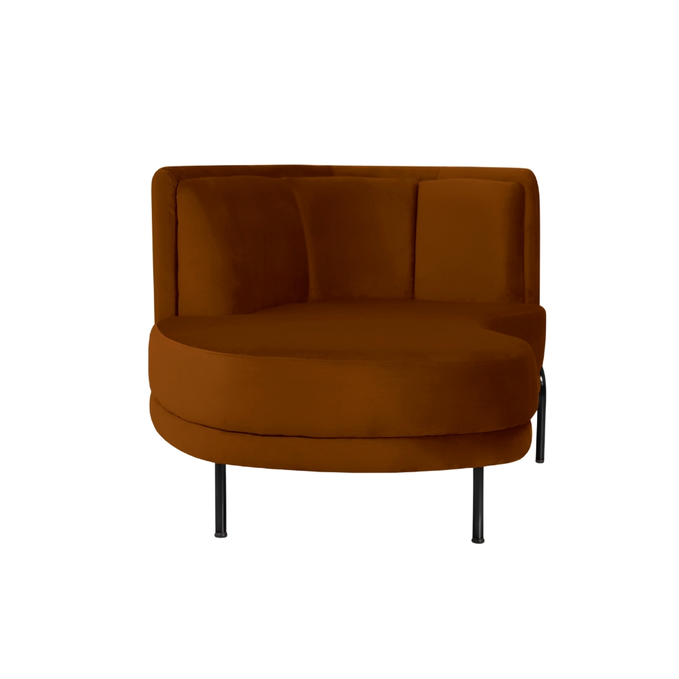 Chaise Longue Luminne Veludo Laranja e Preto