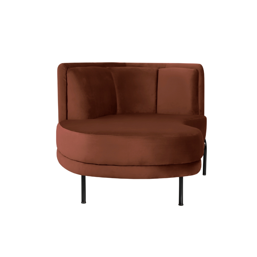 Chaise Longue Luminne Veludo Marrom e Preto