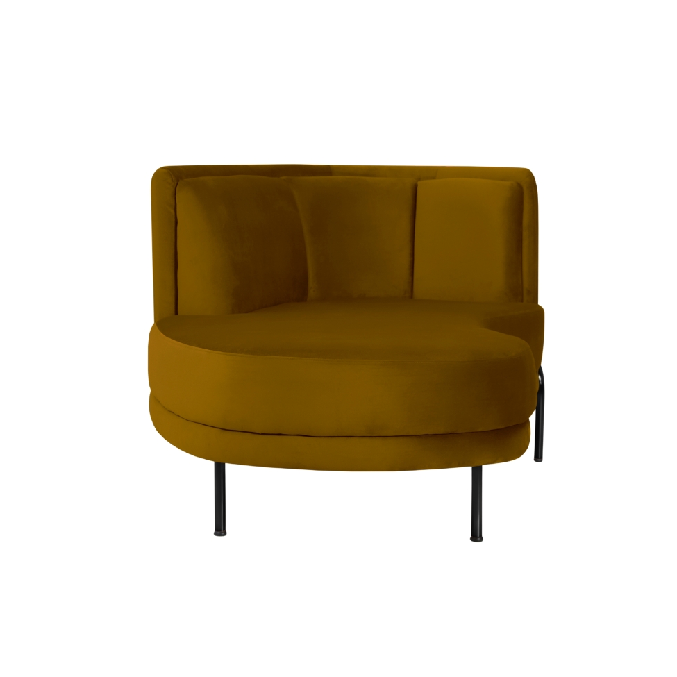 Chaise Longue Luminne Veludo Ouro e Preto
