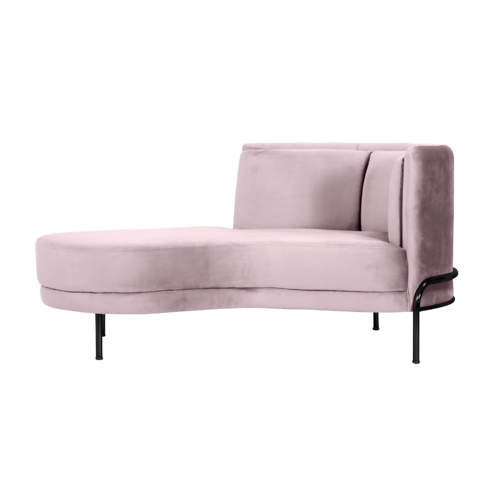 Chaise Longue Luminne Veludo Rosê e Preto