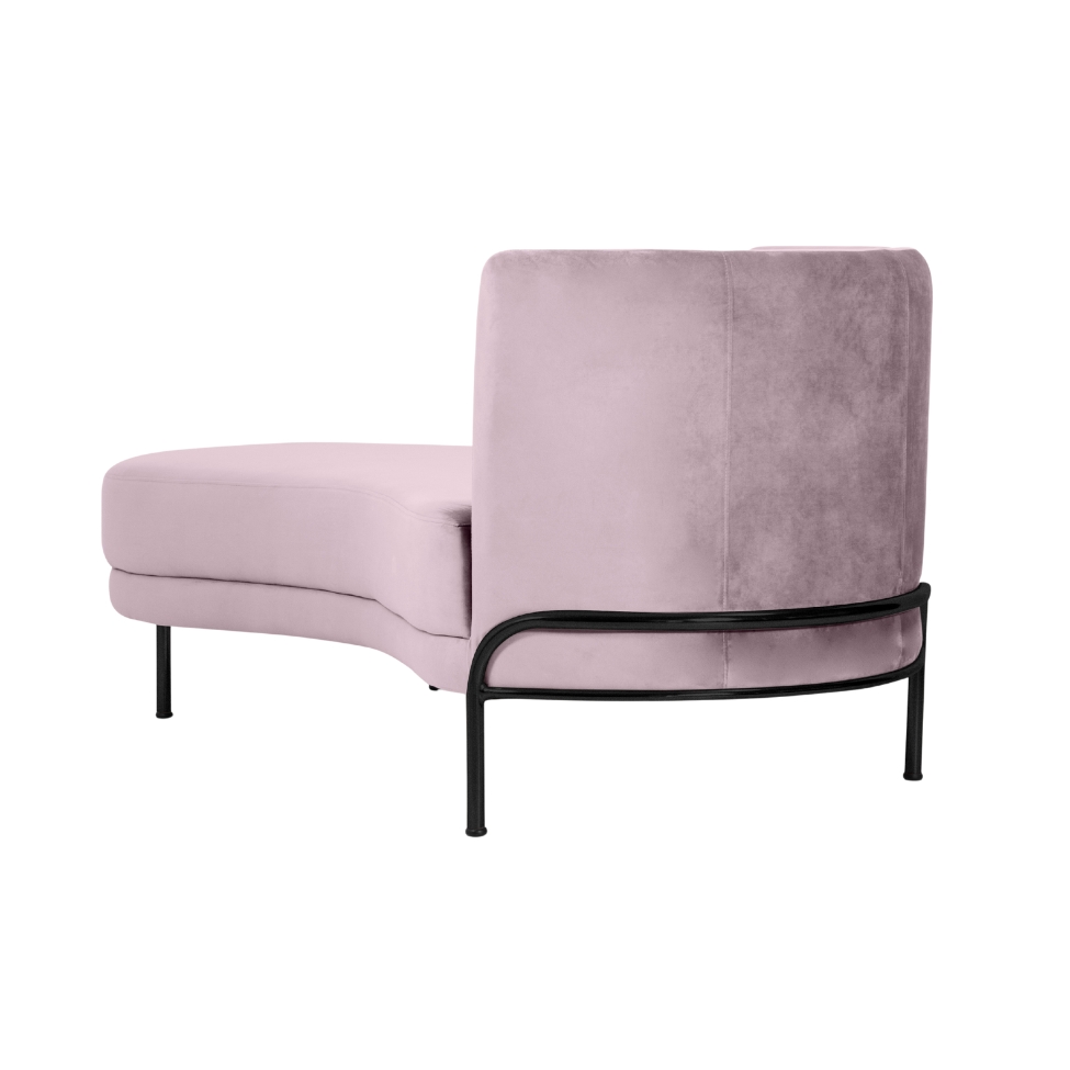 Chaise Longue Luminne Veludo Rosê e Preto