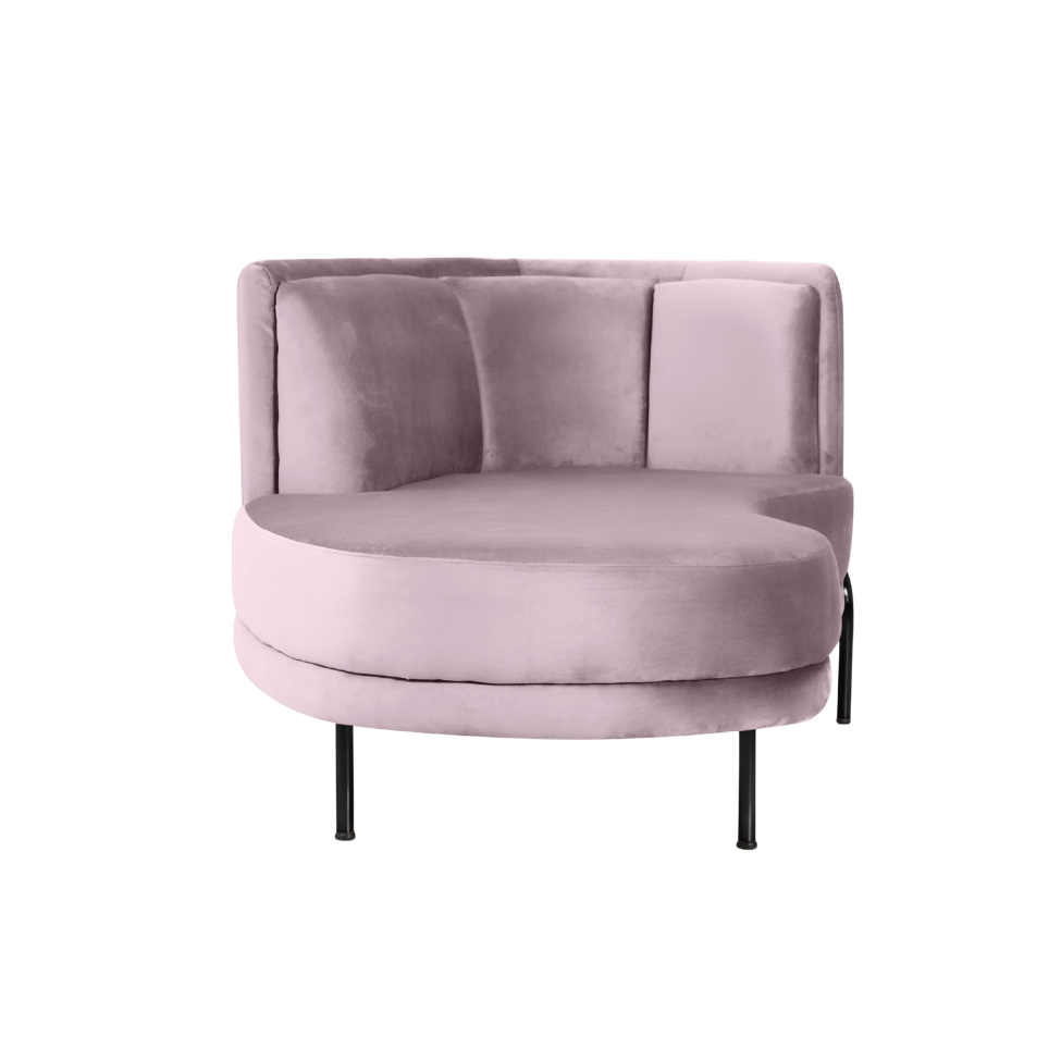 Chaise Longue Luminne Veludo Rosê e Preto