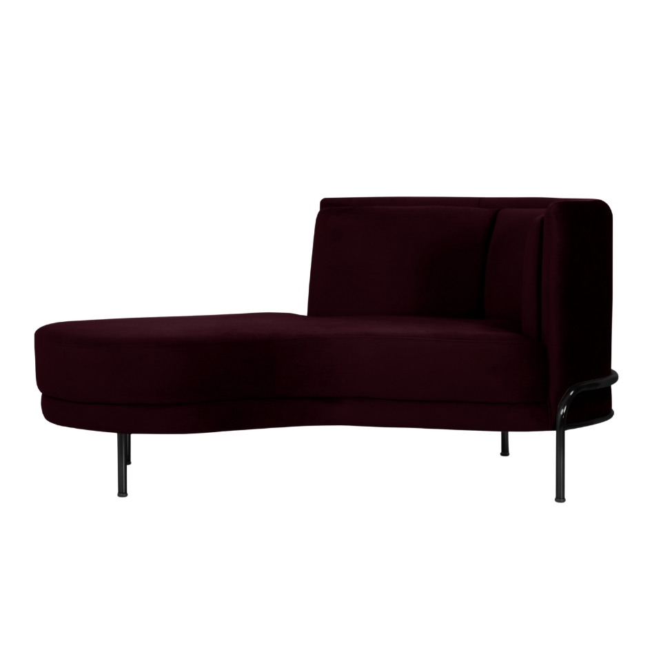 Chaise Longue Luminne Veludo Roxo e Preto