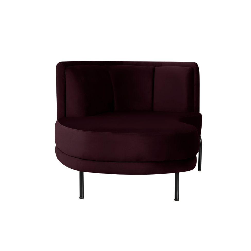 Chaise Longue Luminne Veludo Roxo e Preto