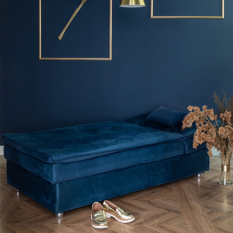 Chaise Penélope Veludo Azul