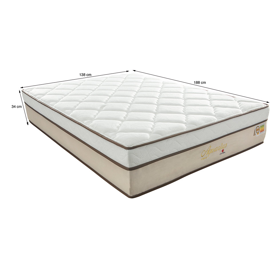 Colchão Casal Aquárius Molas Ensacadas (34x138x188) Branco e Bege