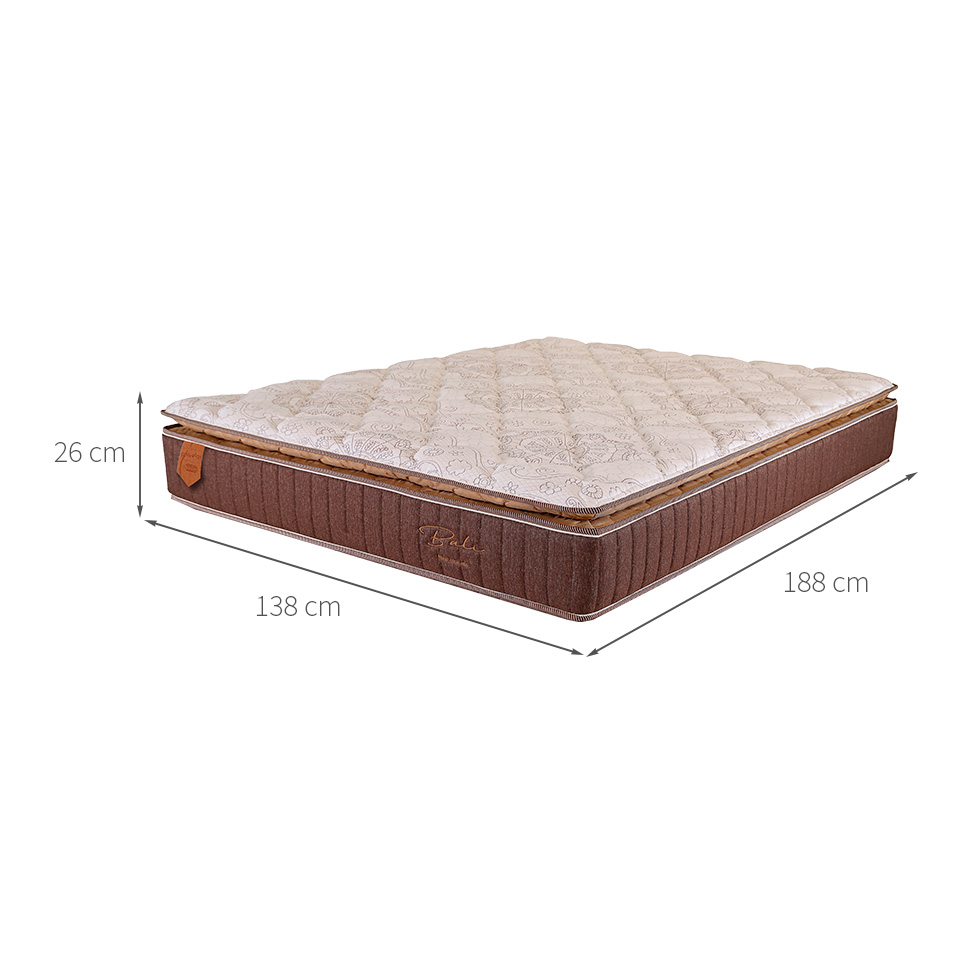 Colchão Casal Bali Mola Ensacada (26x138x188) Bege e Marrom