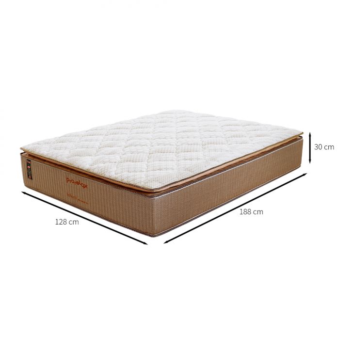 Colchão Casal Brilhante Molas Ensacadas (30x128x188) Marrom e Bege com 2 Travesseiros Guldi Soft Nasa Branco