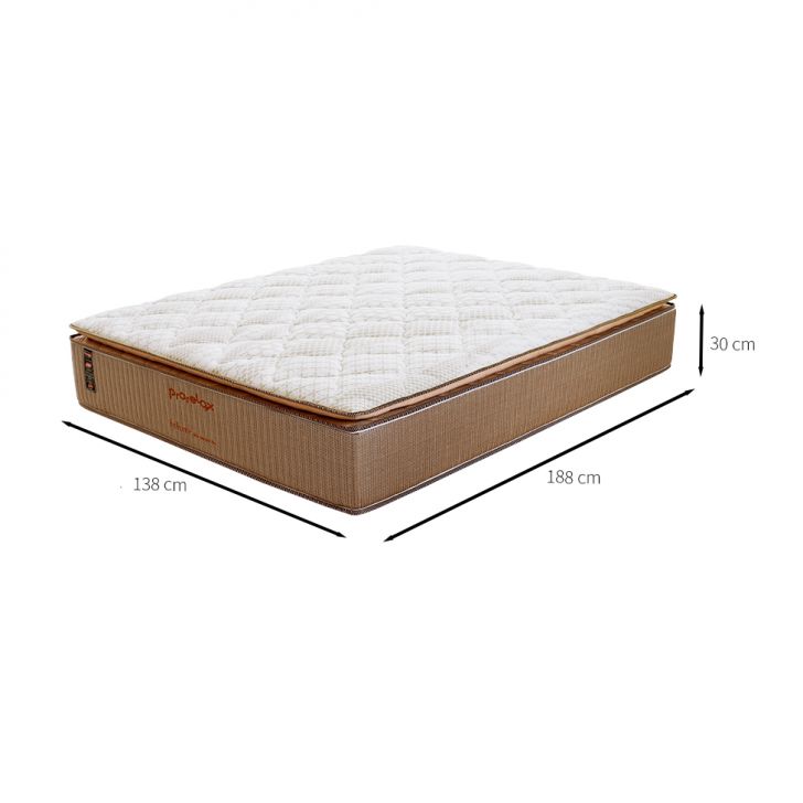 Colchão Casal Brilhante Molas Ensacadas (30x138x188) Marrom e Bege com 2 Travesseiros Guldi Soft Nasa Branco