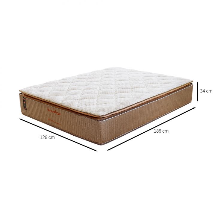 Colchão Casal Brilhante Molas Ensacadas (34x128x188) Marrom e Bege com 2 Travesseiros Guldi Soft Nasa Branco