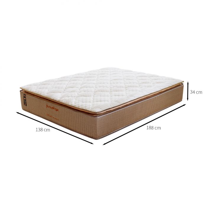 Colchão Casal Brilhante Molas Ensacadas (34x138x188) Marrom e Bege com 2 Travesseiros Guldi Soft Nasa Branco