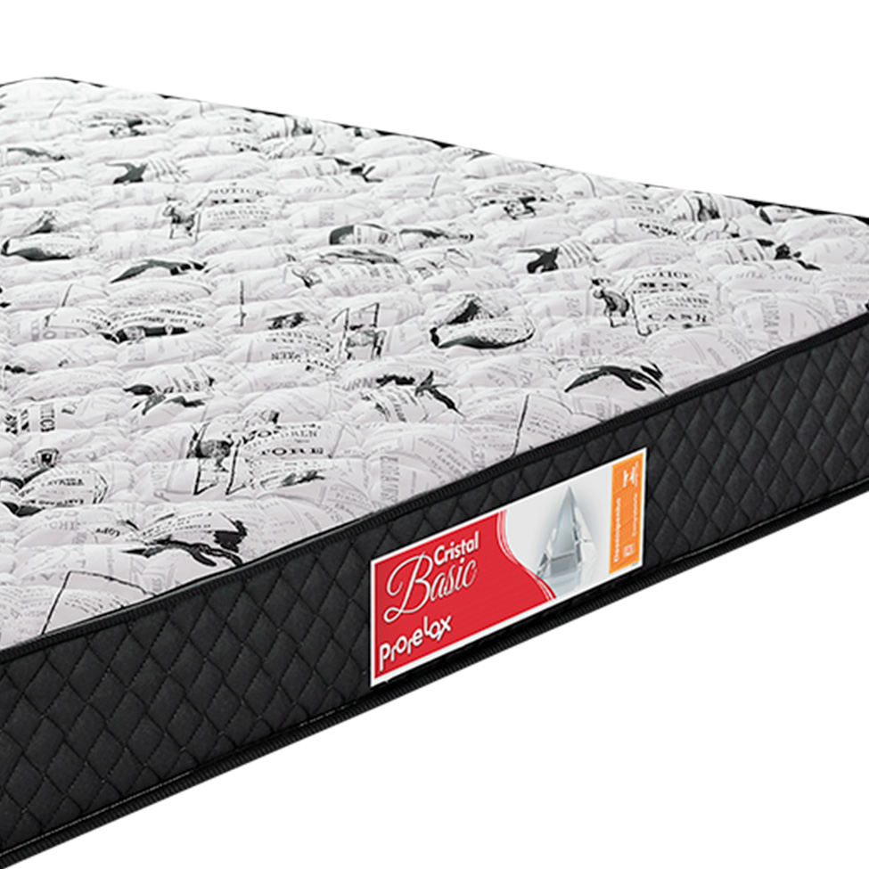Colchão Casal Cristal Basic Mola Bonnel (20x138x188) Preto e Branco