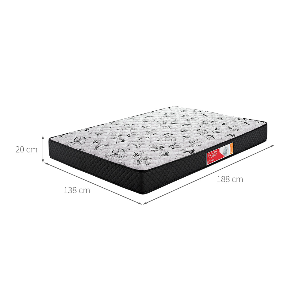 Colchão Casal Cristal Basic Mola Bonnel (20x138x188) Preto e Branco