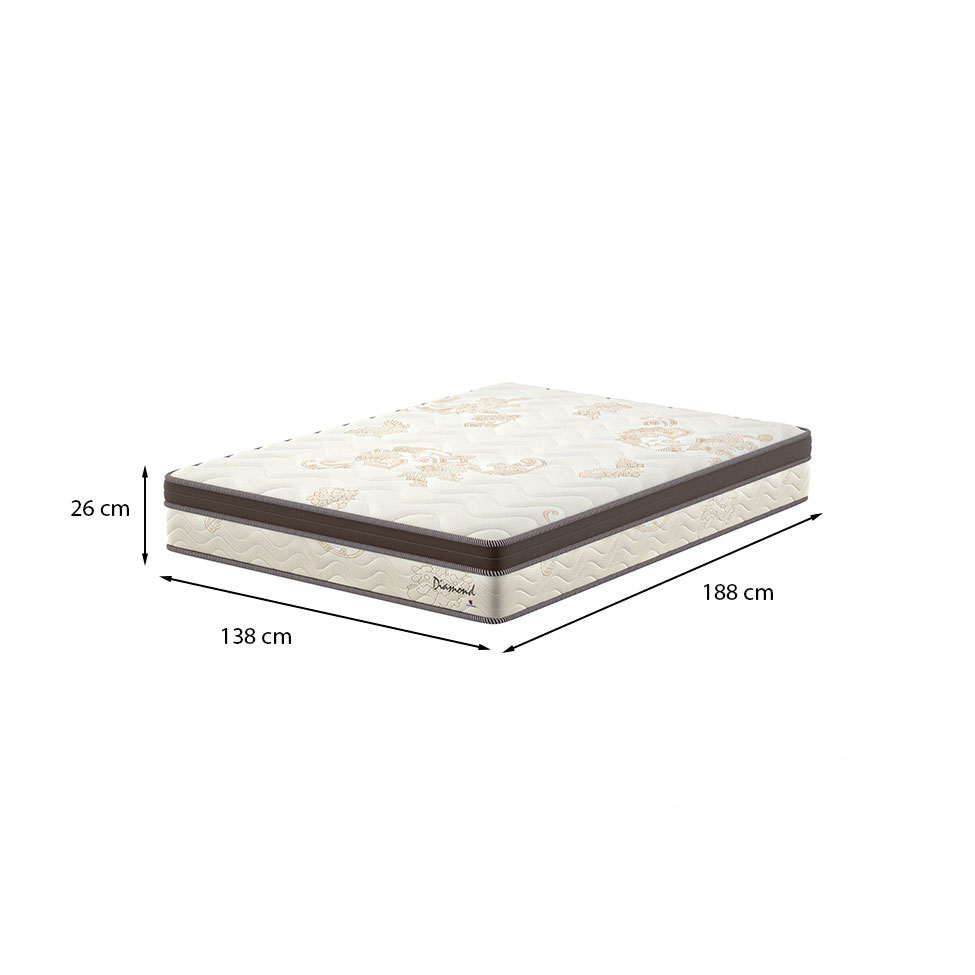 Colchão Casal Diamond Euro Molas Ensacadas (26x138x188) Bege e Marrom