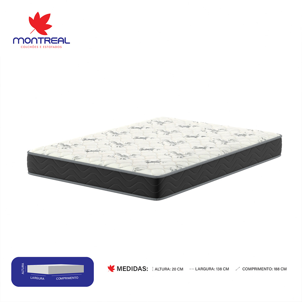 Colchão Casal Jade D28 (20x138x188) Preto e Branco