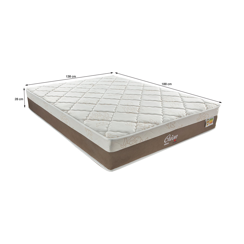 Colchão Casal Orion Molas Ensacadas (28x138x188) Branco e Bege