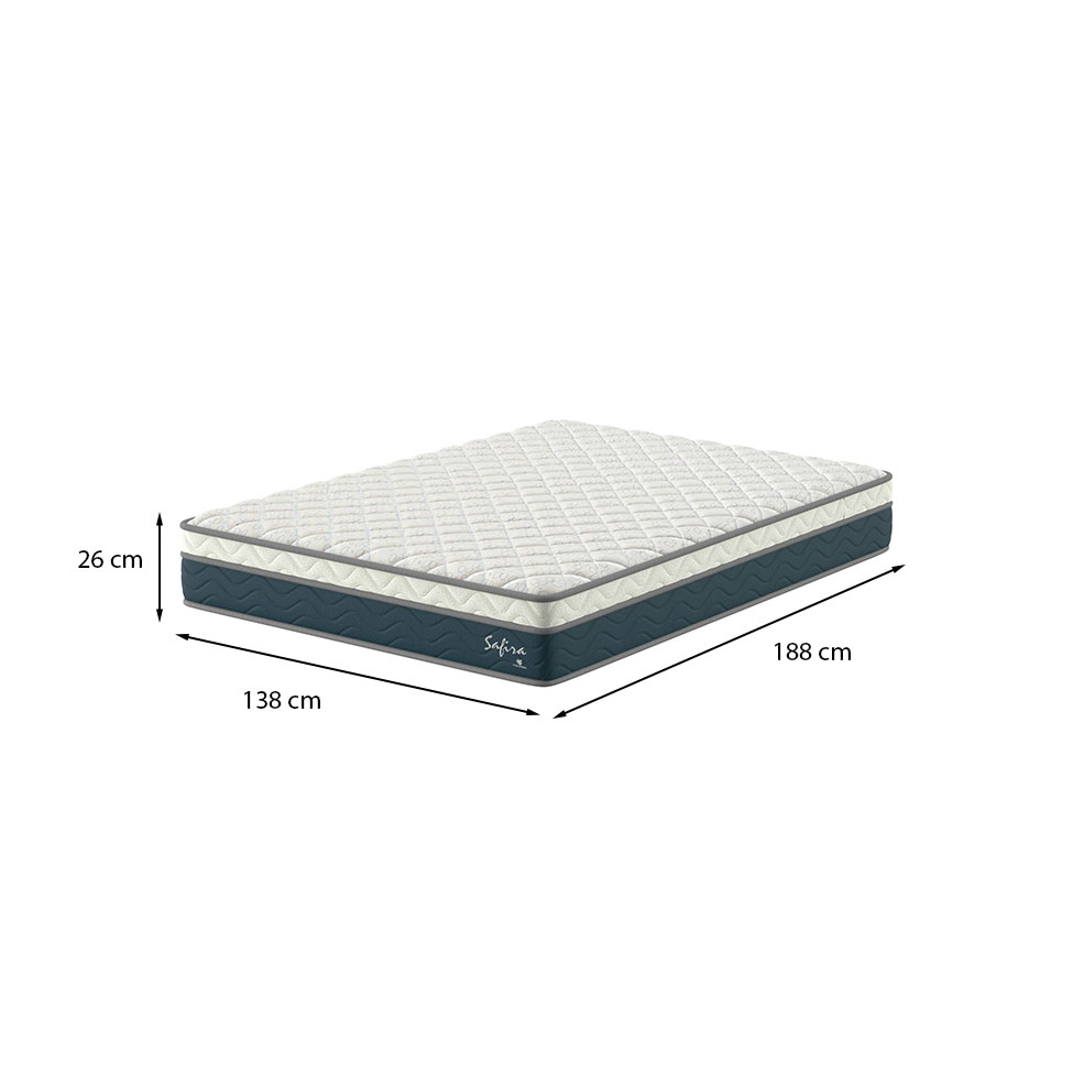 Colchão Casal Safira Molas Ensacadas (26x138x188) Azul e Branco