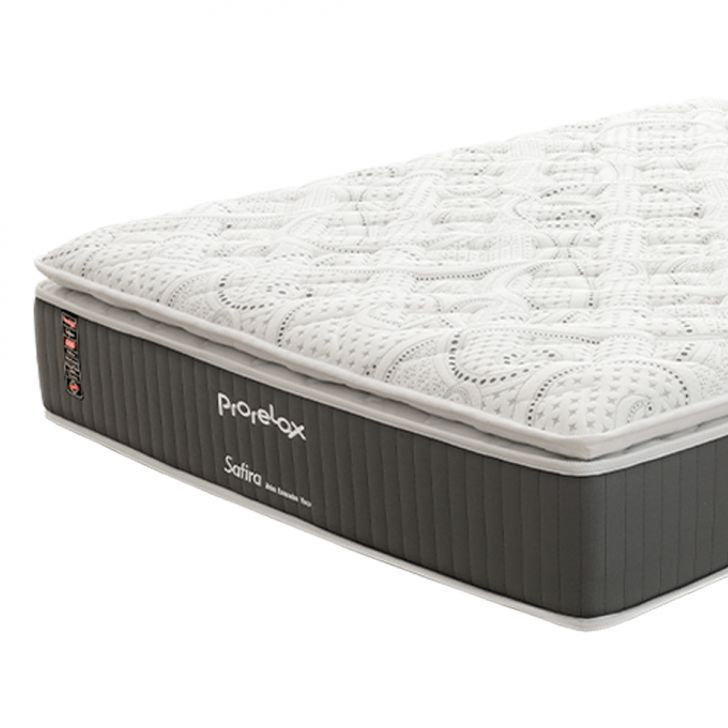 Colchão Casal Safira Plush Molas Ensacadas (34x138x188) Branco e Cinza com 2 Travesseiros Guldi Soft Nasa Branco