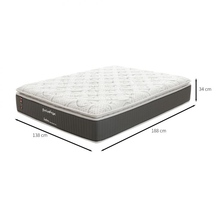 Colchão Casal Safira Plush Molas Ensacadas (34x138x188) Branco e Cinza com 2 Travesseiros Guldi Soft Nasa Branco