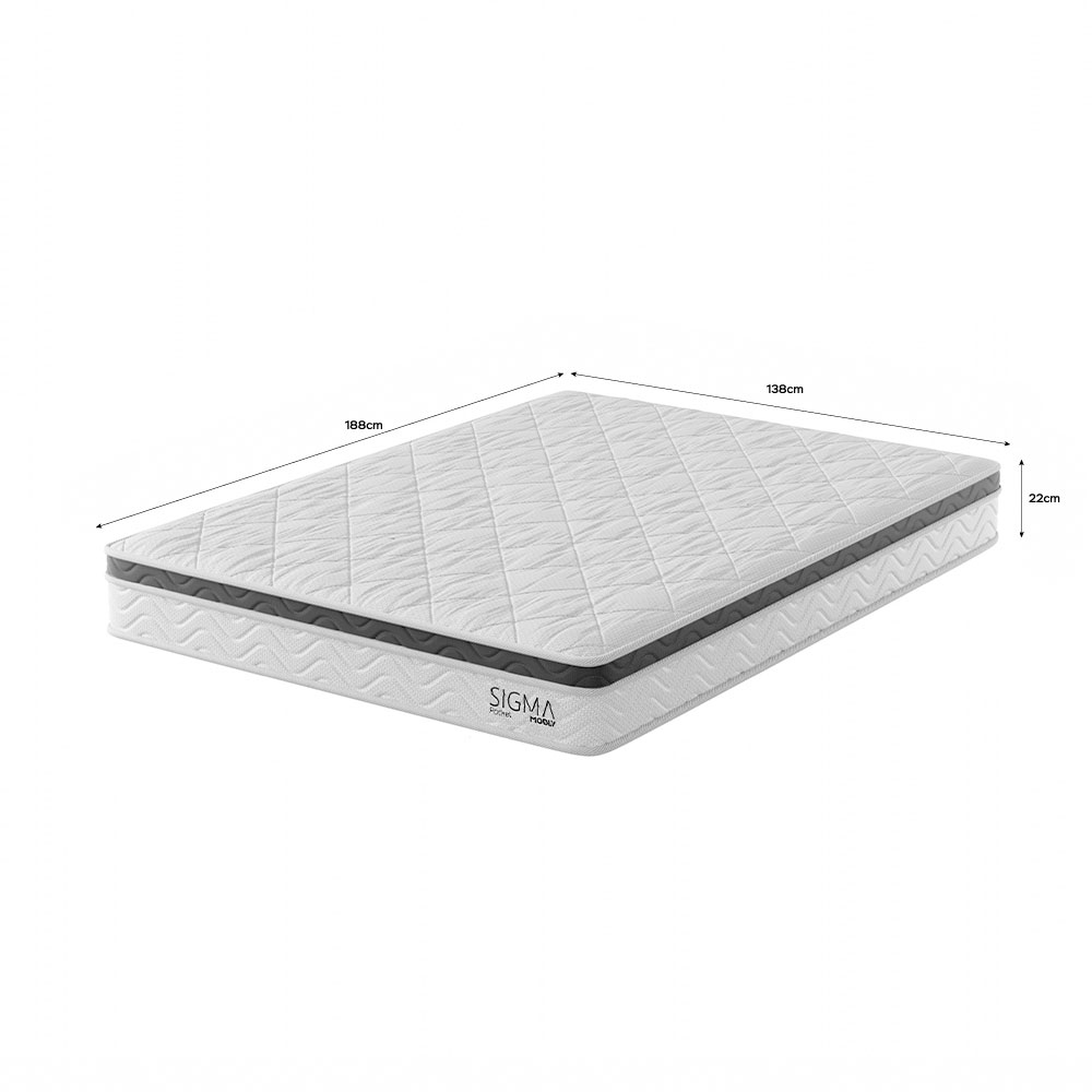 Colchão Casal Sigma Molas Ensacadas (22x138x188) Branco e Cinza