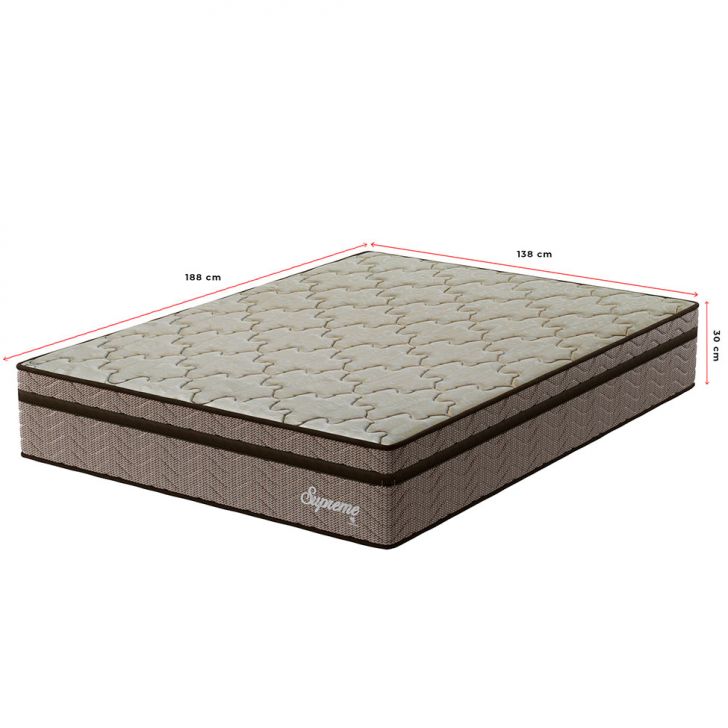 Colchão Casal Supreme Molas Ensacadas (30x138x188) Bege e Marrom com 2 Travesseiros Guldi Soft Nasa Branco