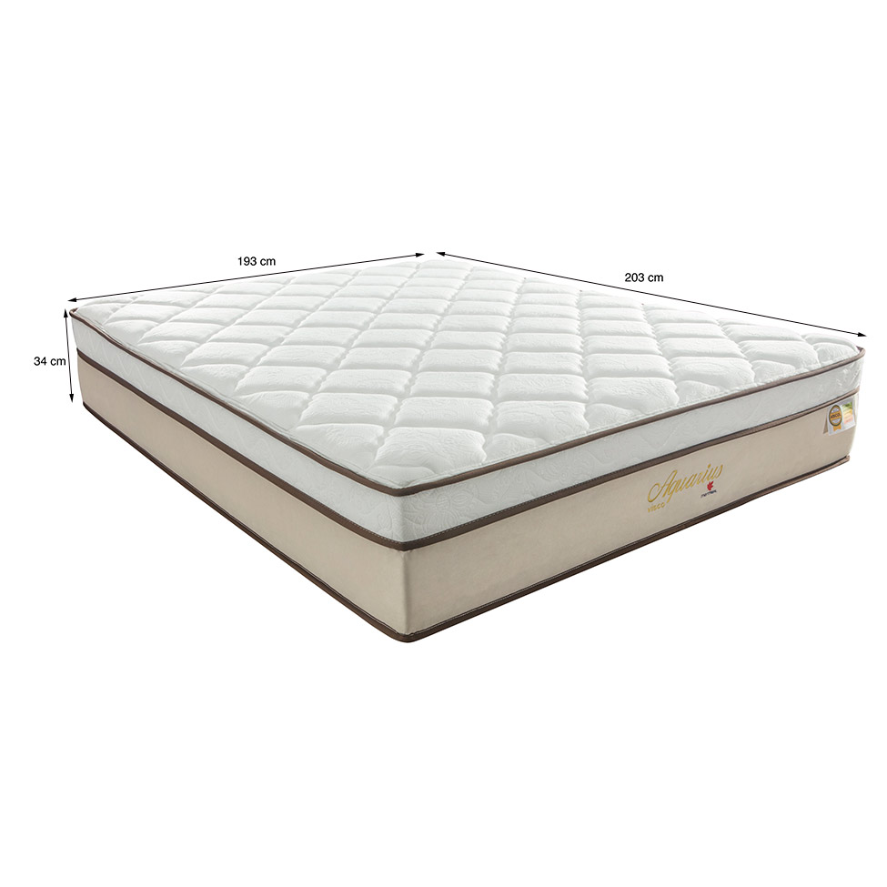 Colchão King Aquárius Molas Ensacadas (34x193x203) Branco e Bege