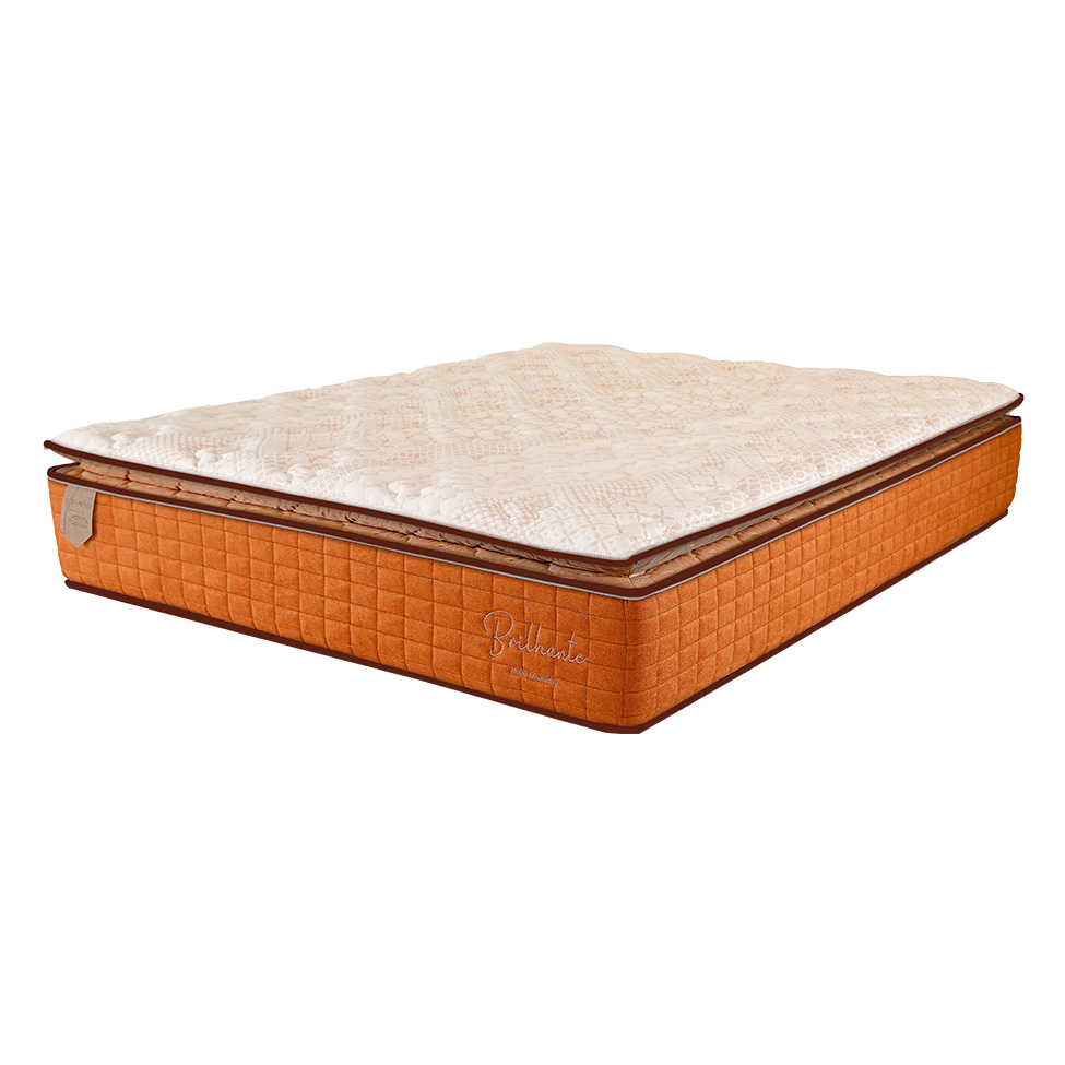 Colchão King Brilhante Mola Ensacada (34x193x203) Marrom e Bege