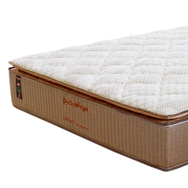 Colchão King Brilhante Molas Ensacadas (30x193x203) Marrom e Bege com 2 Travesseiros Guldi Soft Nasa Branco