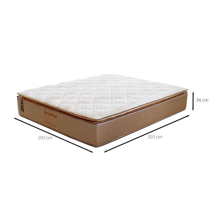 Colchão King Brilhante Molas Ensacadas (34x193x203) Marrom e Bege com 2 Travesseiros Guldi Soft Nasa Branco