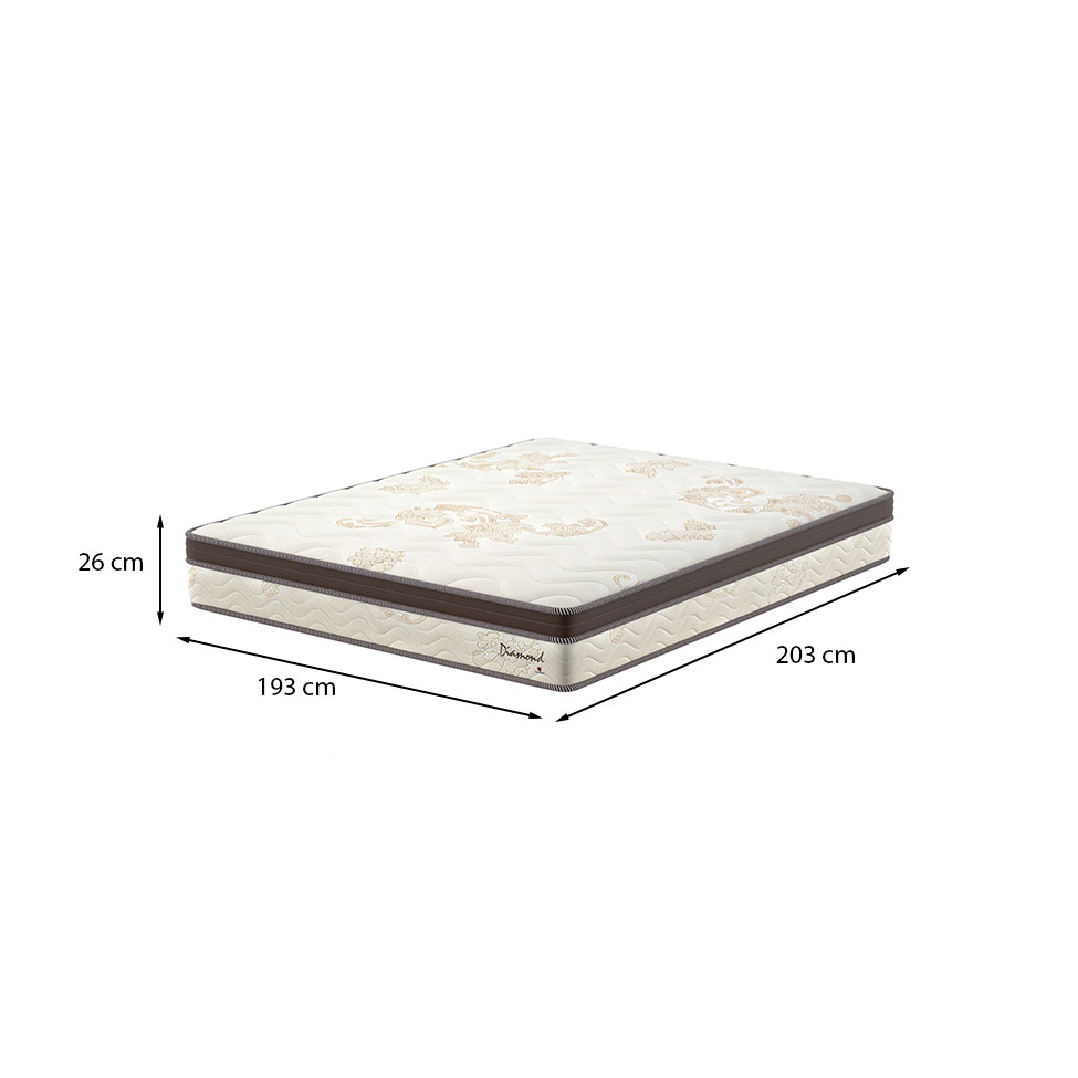 Colchão King Diamond Euro Molas Ensacadas (26x193x203) Bege e Marrom