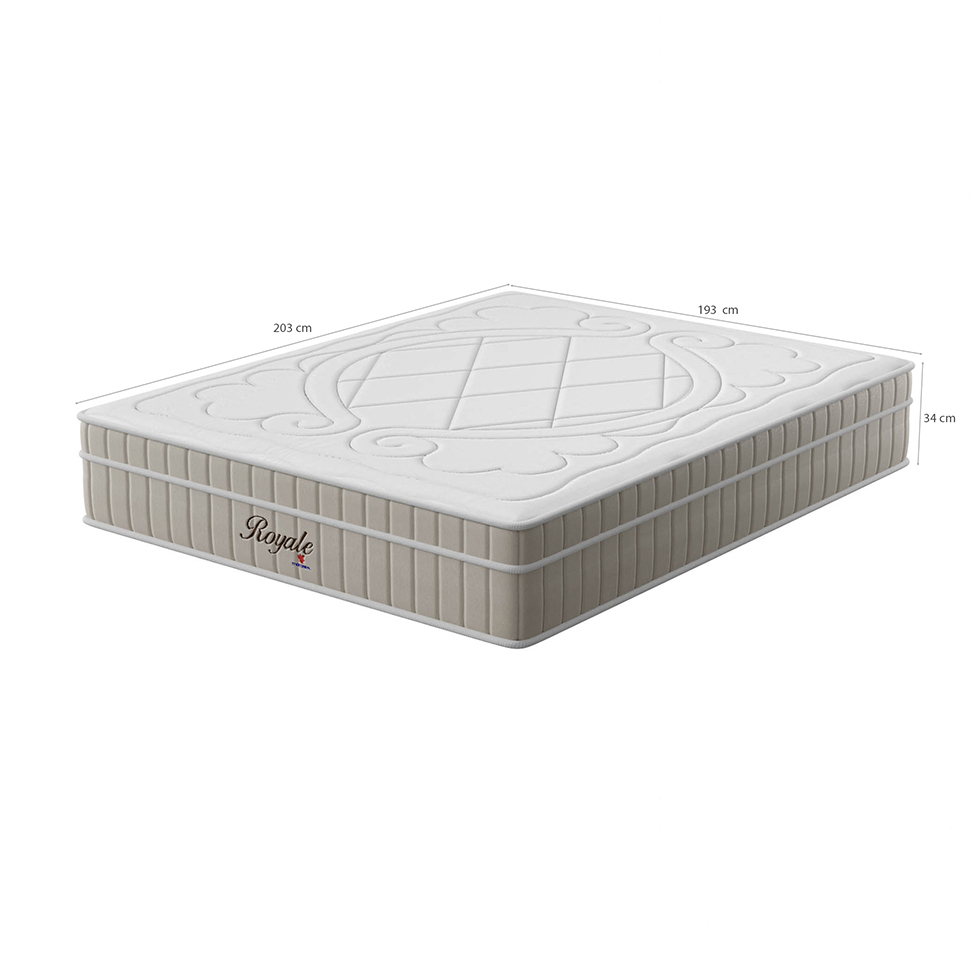Colchão King Royale Molas Ensacadas (34x193x203) Branco e Bege