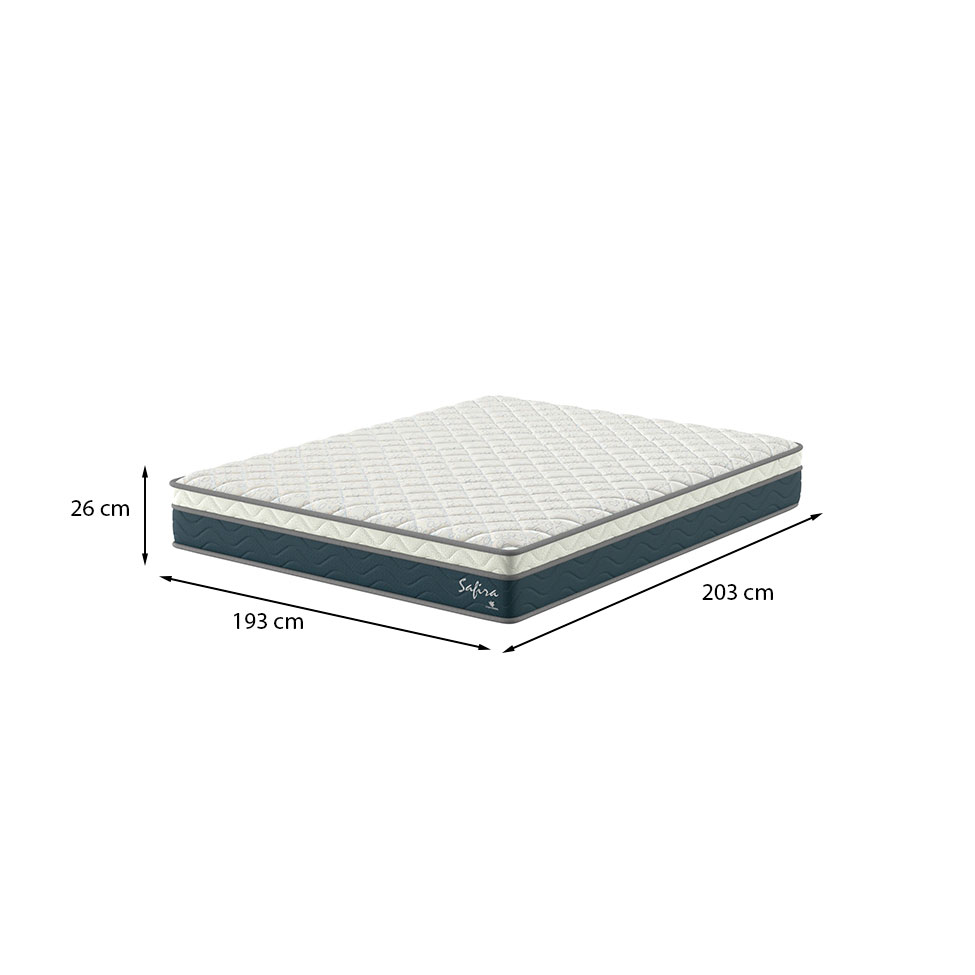 Colchão King Safira Molas Ensacadas (26x193x203) Azul e Branco