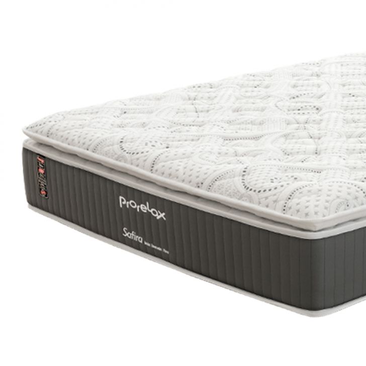 Colchão King Safira Plush Molas Ensacadas (30x193x203) Branco e Cinza com 2 Travesseiros Guldi Soft Nasa Branco