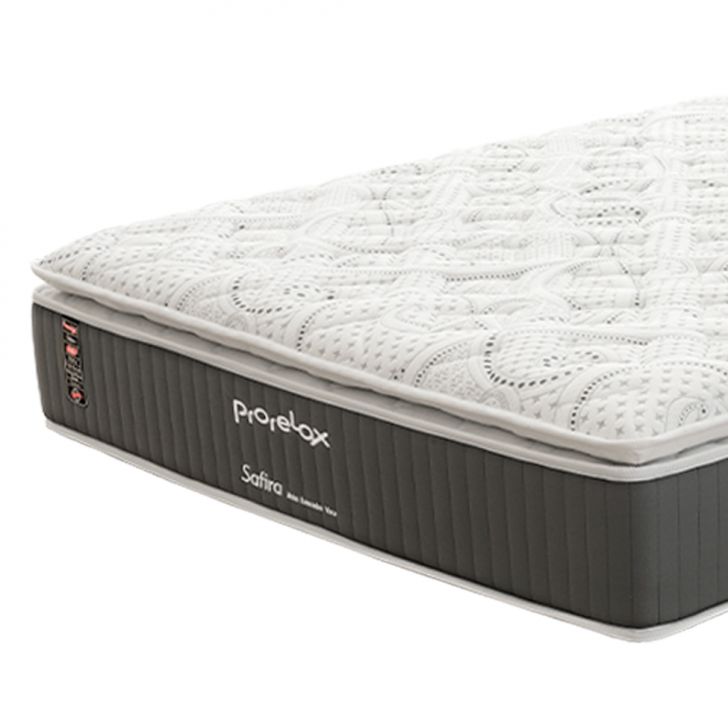 Colchão King Safira Plush Molas Ensacadas (34x193x203) Branco e Cinza com 2 Travesseiros Guldi Soft Nasa Branco