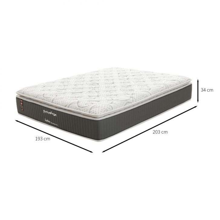 Colchão King Safira Plush Molas Ensacadas (34x193x203) Branco e Cinza com 2 Travesseiros Guldi Soft Nasa Branco