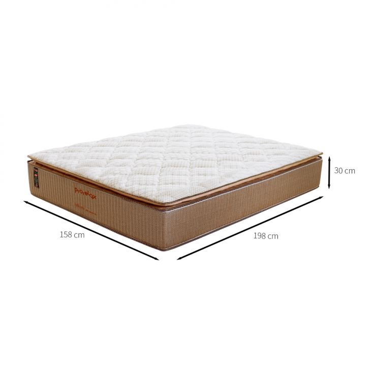 Colchão Queen Brilhante Molas Ensacadas (30x158x198) Marrom e Bege com 2 Travesseiros Guldi Soft Nasa Branco