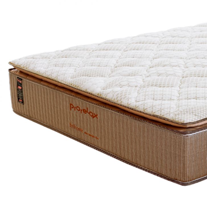 Colchão Queen Brilhante Molas Ensacadas (34x158x198) Marrom e Bege com 2 Travesseiros Guldi Soft Nasa Branco